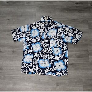 Bali Casuals Men's Blue Hawaiian‎ Shirt Floral Tropical Aloha Size Large